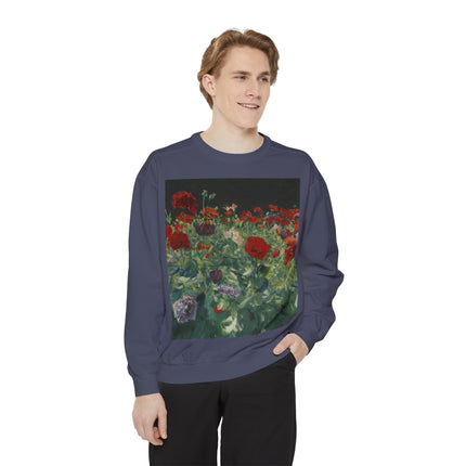 Poppies (A Study of Poppies for Carnation, Lily, Lily, Rose) by John Singer Sargent Unisex Garment-Dyed Sweatshirt