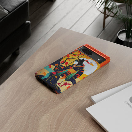 Black Cat in Kimono Phone Cases