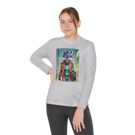 Cyber Hyena Youth Long Sleeve Competitor Tee – Neon Mischief & Futuristic Style