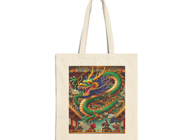 Tibetan Dragon Over Kabuki Duel Cotton Canvas Tote Bag