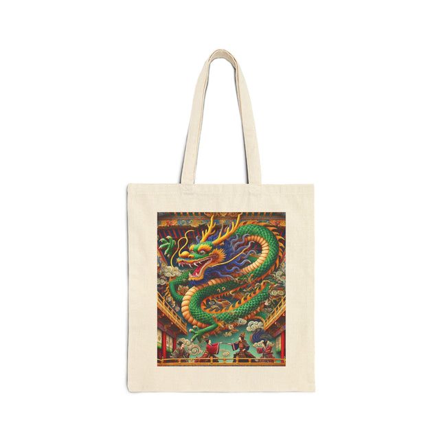 Tibetan Dragon Over Kabuki Duel Cotton Canvas Tote Bag