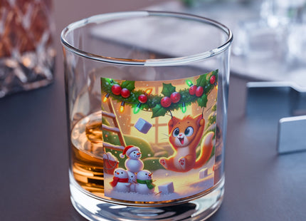 Naughty or Nice Kitten Christmas Rocks Glass, 10oz