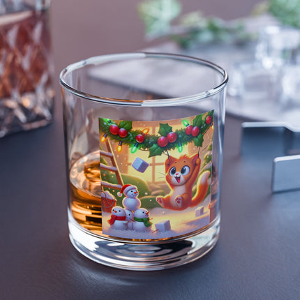 Naughty or Nice Kitten Christmas Rocks Glass, 10oz