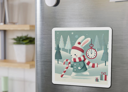 Candy Cane Timekeeper Bunny Die-Cut Magnets (5 Sizes)