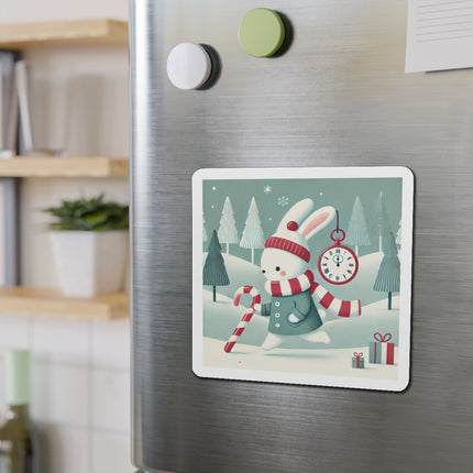 Candy Cane Timekeeper Bunny Die-Cut Magnets (5 Sizes)