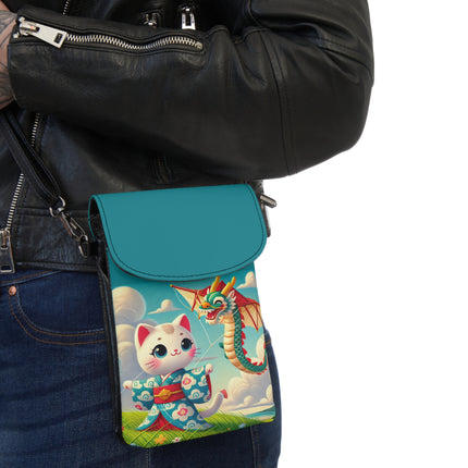 Geisha Kitten and the Dragon Kite Small Cell Phone Wallet