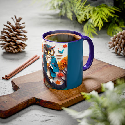 Owl at an Autumn Park Colorful Mugs (11oz, 15oz)