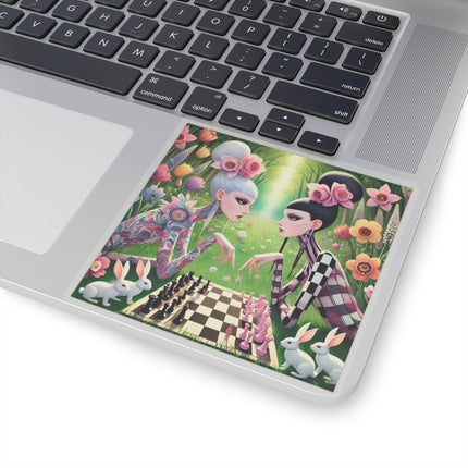 ♟️🌸 Spring Gambit: A Fairy’s Move Kiss-Cut Sticker – Whimsical Chess & Spring Magic