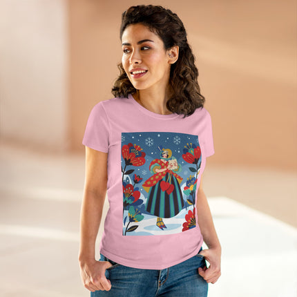 ❤️❄️ The Winter Heart Messenger Cotton Tee – Art Deco Winter Enchantment
