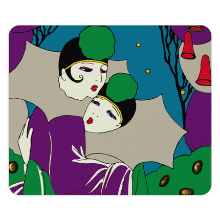 Two Pierrots Mouse Pad, Round and Rectangle