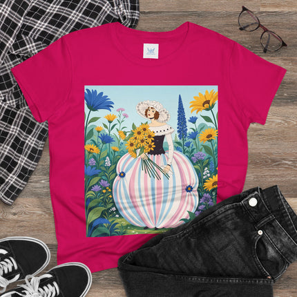 🌻🎀 The Sunflower Garden Bouquet Cotton Tee – Art Deco Floral Elegance