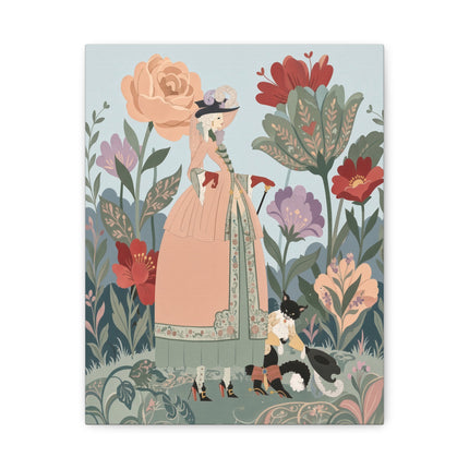 🌹🐈 The Lady And Puss In Boots Placemat – Art Deco Floral Whimsy