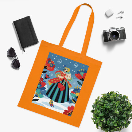 ❤️❄️ The Winter Heart Messenger Cotton Tote Bag – Art Deco Winter Enchantment