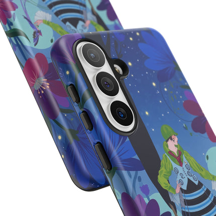 🌸🐦 The Lady Of The Midnight Bird Garden Phone Case – Art Deco Floral Fantasy