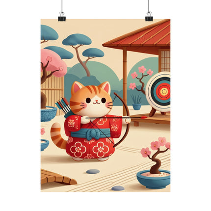 🏹🐱 Archer Kitten in the Zen Garden Matte Vertical Poster – Focus, Whimsy & Zen Balance