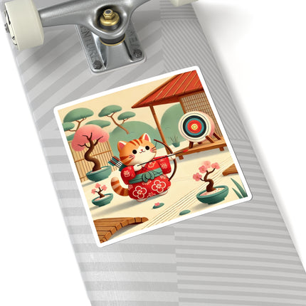 Archer Kitten in the Zen Garden Kiss-Cut Stickers (4 Sizes)