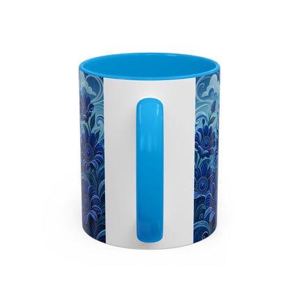 💙🌸 The Sapphire Wind Dancer Colorful Mug – Art Deco Floral Fantasy