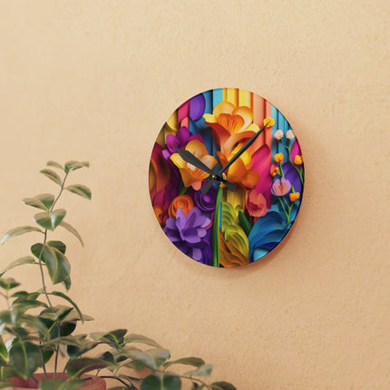 The Graceful Freesia Acrylic Wall Clock, Round and Square