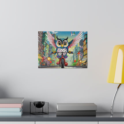 Cycling Owl Matte Canvas, Stretched, 0.75"
