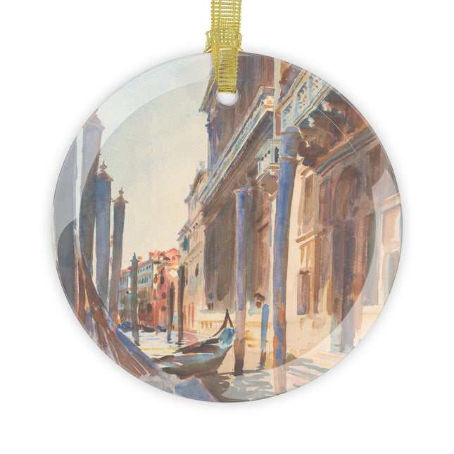 Gondola Moorings on the Grand Canal by John Singer Sargent Glass Ornament