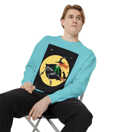A Witch’s Moonlit Flight Unisex Garment-Dyed Sweatshirt