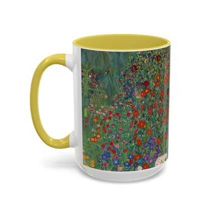 Farm Garden with Sunflowers by Gustav Klimt Colorful Mugs (11oz, 15oz)