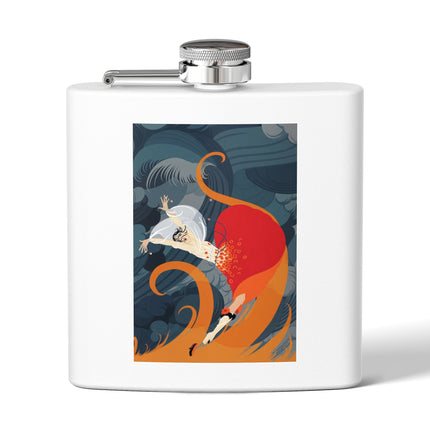 Flame of the Tempest Stainless Steel Flask – Fiery Storm & Dramatic Elegance