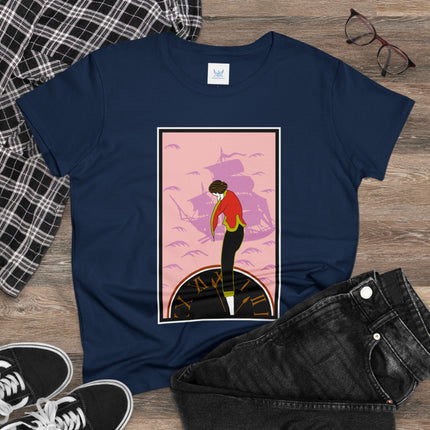 Woman Waiting for her Beloved at 1:59 by Kobayashi Kaichi Women's Midweight Cotton Tee