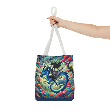 Mystic Guardian of the Sky Tote Bag – Warrior Fairy & Turquoise Dragon