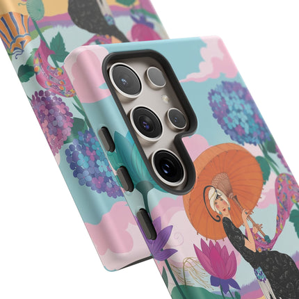 🌊☂️ The Lady Of The Flowered Seashore Phone Case – Art Deco Seaside Fashion