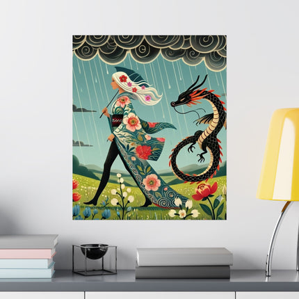 🐉🧚 The Dragon Fairy's Stride Matte Vertical Poster – Strength, Grace & Stormbound Magic