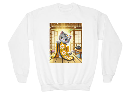 Playful Kitten in the Tea Room Youth Crewneck Sweatshirt