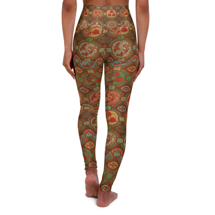 Japanese Fan Pattern by G.A. Audsley High Waisted Yoga Leggings (AOP)