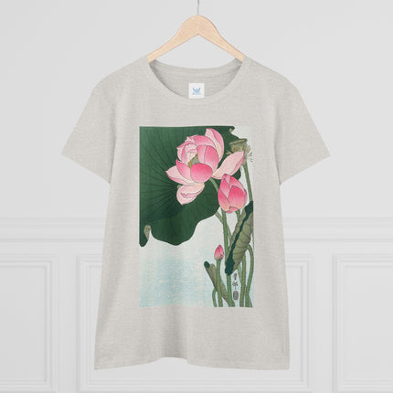 Blooming Lotus Flowers by Ohara Koson Women's Midweight Cotton Tee