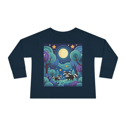 Enchanted Nighttime Raccoons Toddler Long Sleeve Tee