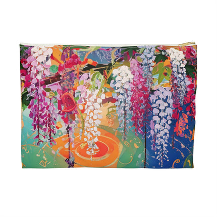 Golden Wisteria Elegance Accessory Pouch – Klimt Inspired Japanese Art Nouveau Design