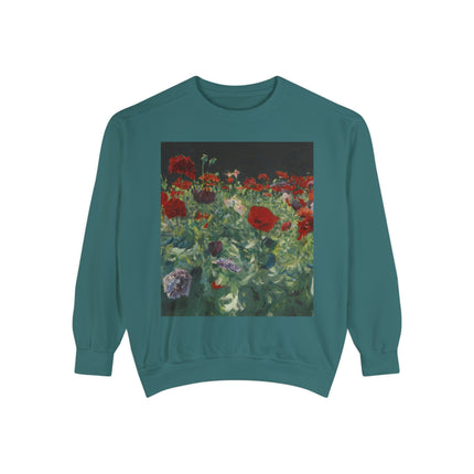 Poppies (A Study of Poppies for Carnation, Lily, Lily, Rose) by John Singer Sargent Unisex Garment-Dyed Sweatshirt