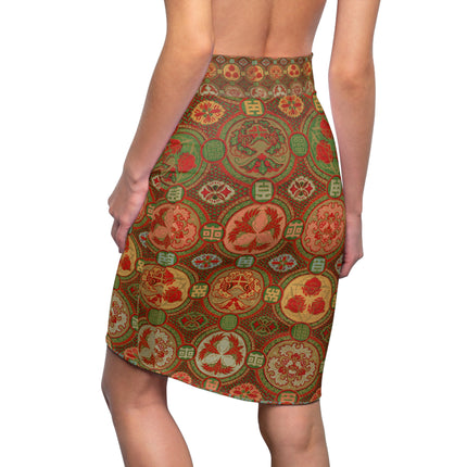 Japanese Fan Pattern by G.A. Audsley Women's Pencil Skirt (AOP)
