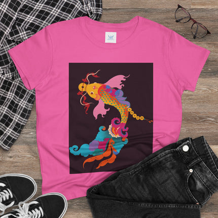 Golden Koi Women's Midweight Cotton Tee – Prosperity & Vibrant Energy