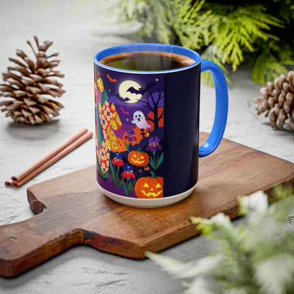 🌙🎃 The Moonlit Garden Masquerade Colorful Mug – Floral Halloween Charm