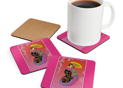 Enchanting Geisha Corkwood Coaster Set