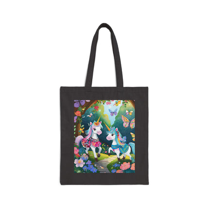 Baby Unicorns and Fluttering Butterflies Cotton Canvas Tote Bag