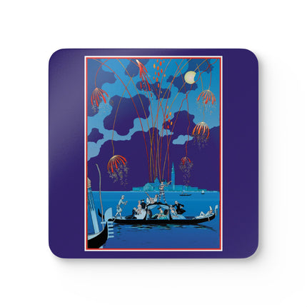 Fireworks in Venice by George Barbier Corkwood Coaster Set