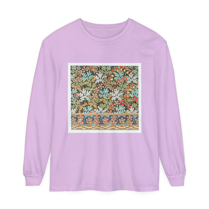 Art Nouveau Geranium Flower Garment-dyed Long Sleeve T-Shirt