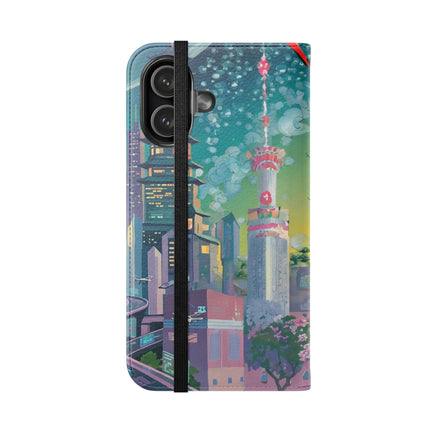 🦜⚡ Tech Plumes Flip Case – Neon Feathers & Futuristic Brilliance