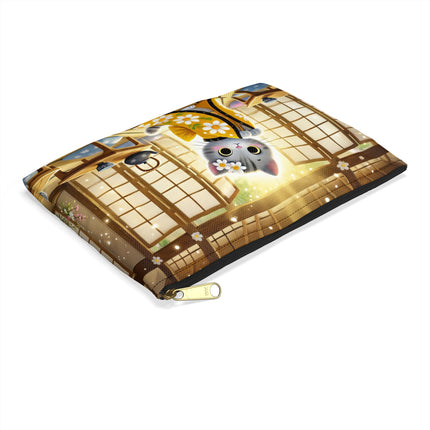 Playful Kitten in the Tea Room Accessory Pouch – Curious Charm & Cozy Whimsy