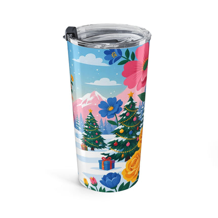🌹🎄 The Lady Of The Christmas Rose Garden Tumbler – Art Deco Holiday Elegance