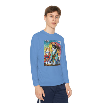Kimono Kitties Youth Long Sleeve Competitor Tee – Anime Charm & Whimsical Elegance