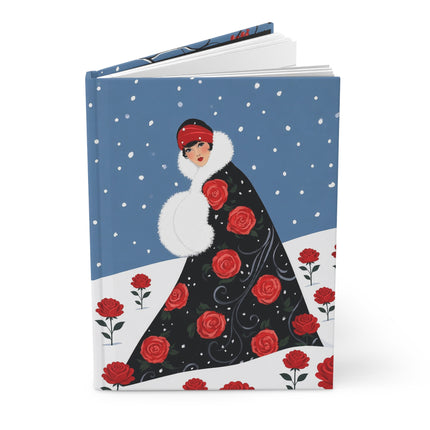 🌹❄️ The Lady Of The Winter Rose Garden Hardcover Journal – Art Deco Floral Elegance