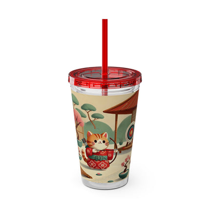 Archer Kitten in the Zen Garden Sunsplash Tumbler with Straw, 16oz